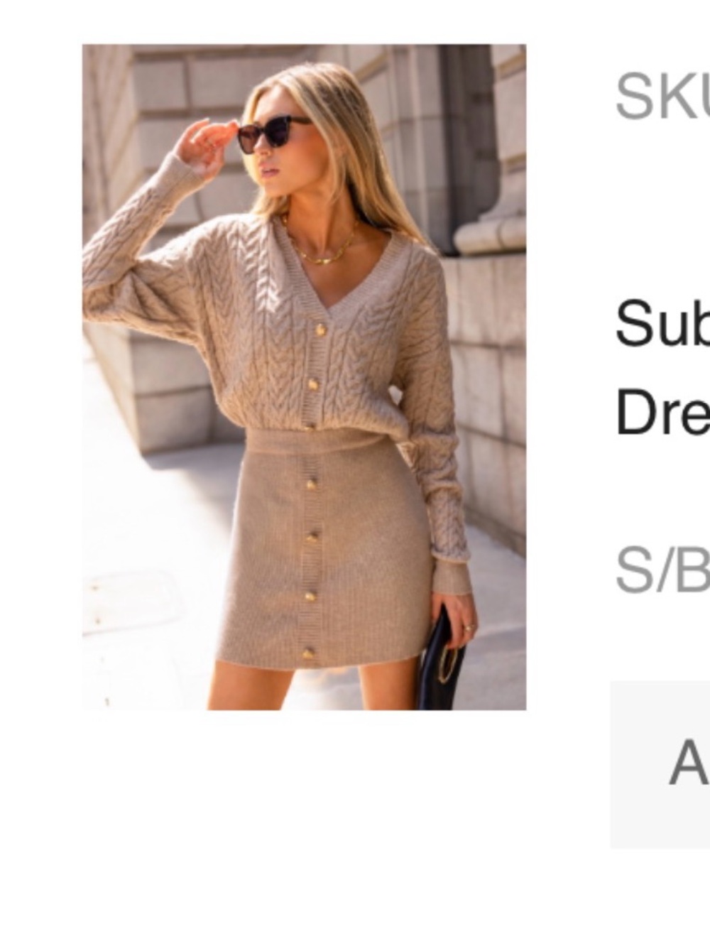 Cupshe Beige Cable Knit Button-Front Mini Dress